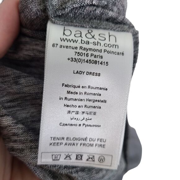 BA&SH Dress Womens 4 Silver Gray Salina Lady Metallic Open Back Party Dress NWT - Picture 12 of 14